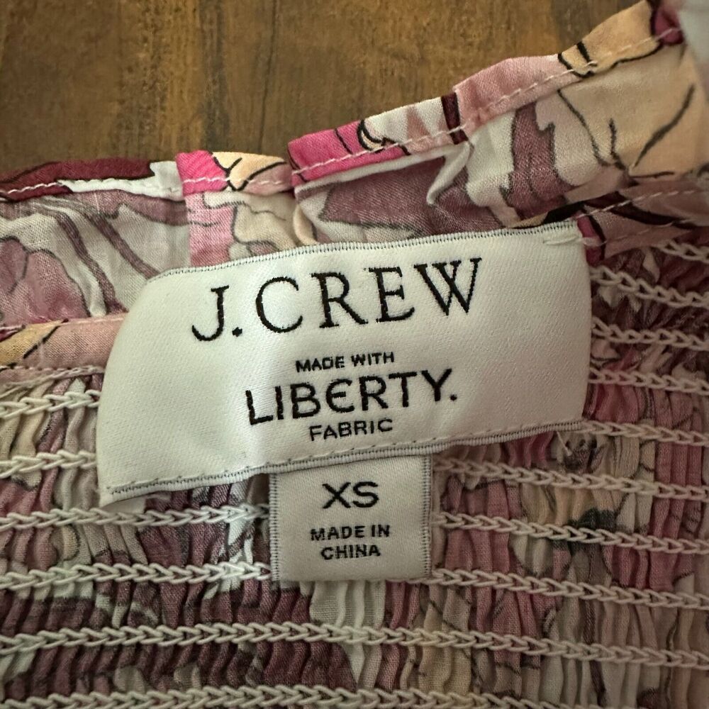 J. CREW Smocked Button-Back Top in Liberty Butterfield Poppy #BL654 - Picture 8 of 12